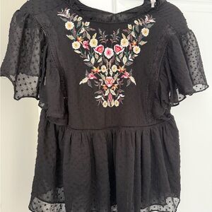 Embroidered Black Women's Top